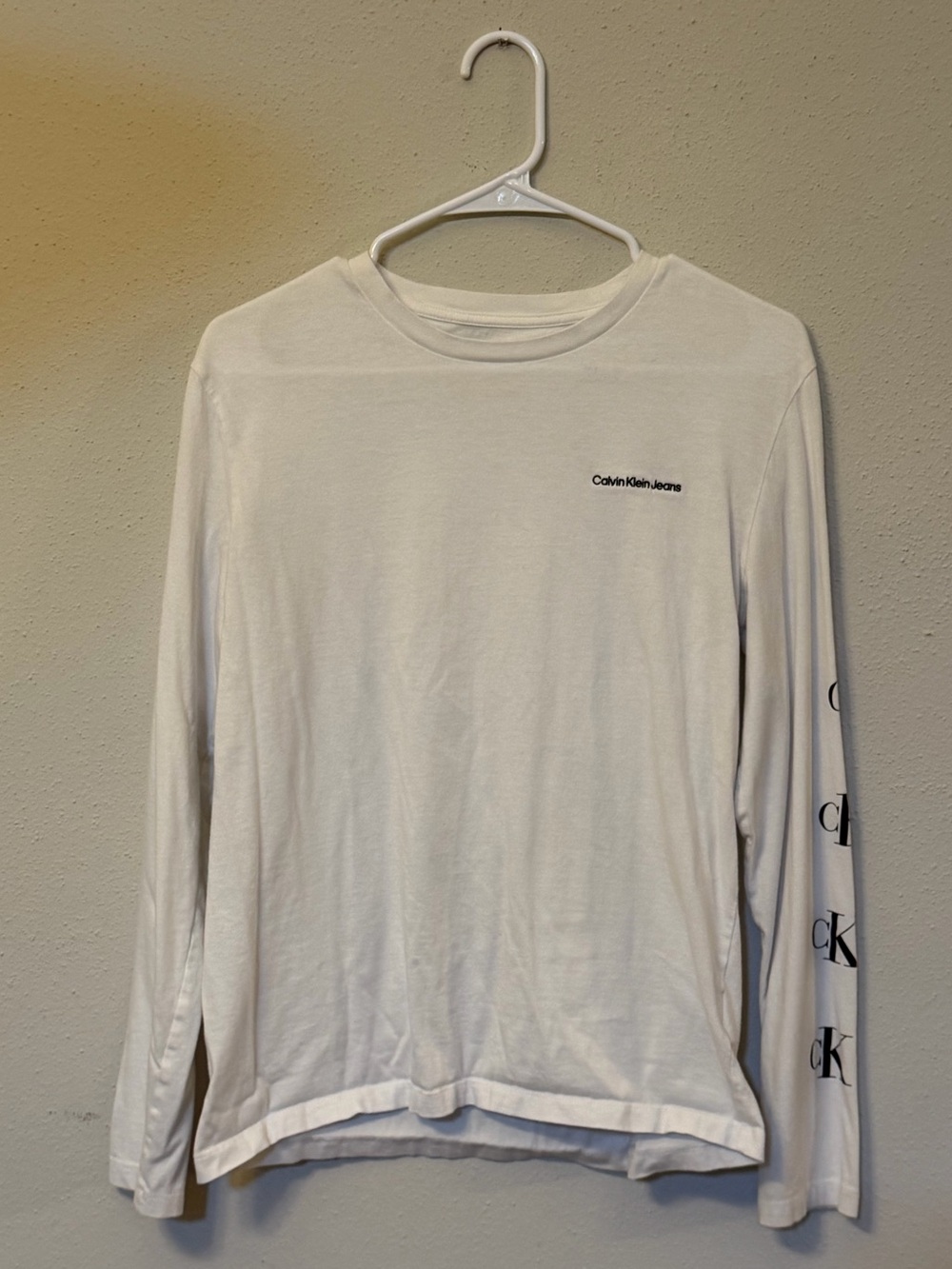 Calvin Klein Jeans White CK Logo Long Sleeve Shirt